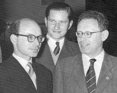 David Bronstein, Paul Keres and Mikhail Botvinnik in Amsterdam 1954.